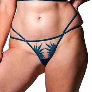 Thistle And Spire Brooklyn Haze Thong Sheer Emerald Biscotti Green Plus Size 2X
